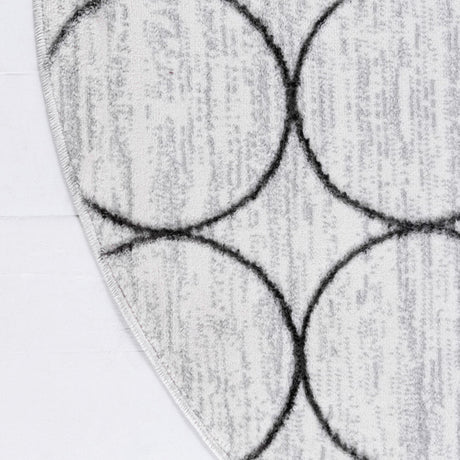 White 7' x 7' Matrix Trellis Round Area Rug 100% Polyester Geometric Pattern Modern Carpet for Living, Dining, Bedroom, Office for Sale at Rug Engine