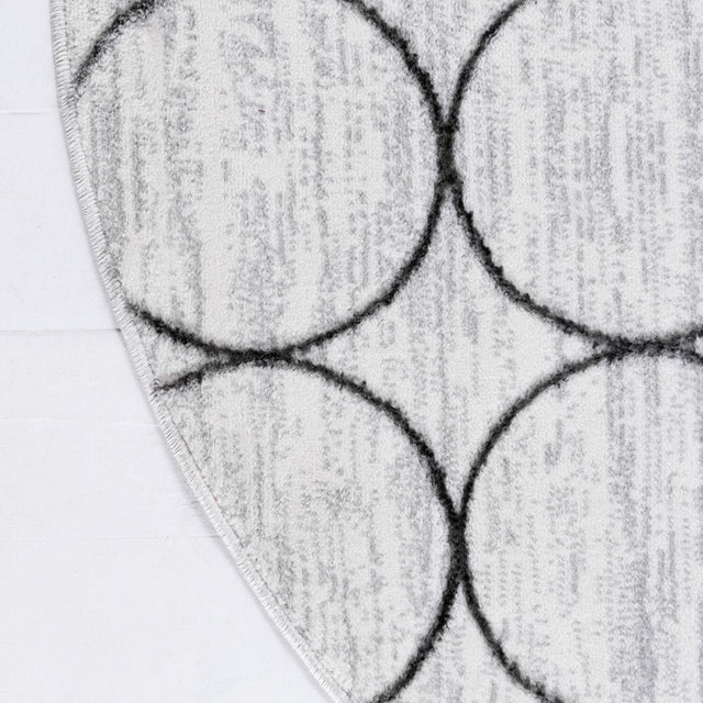 White 7' x 7' Matrix Trellis Round Area Rug 100% Polyester Geometric Pattern Modern Carpet for Living, Dining, Bedroom, Office for Sale at Rug Engine