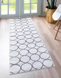 White 2' 7 x 13' Matrix Trellis Runner Area Rug 100% Polyester Geometric Pattern Modern Carpet for Living, Dining, Bedroom, Office for Sale at Rug Engine