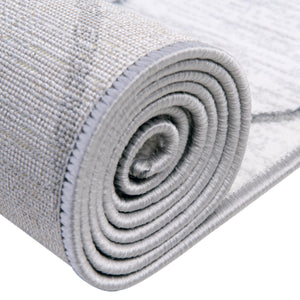 White 2' 7 x 16' 5 Matrix Trellis Runner Area Rug 100% Polyester Geometric Pattern Modern Carpet for Living, Dining, Bedroom, Office for Sale at Rug Engine