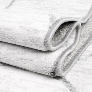 White 2' 7 x 16' 5 Matrix Trellis Runner Area Rug 100% Polyester Geometric Pattern Modern Carpet for Living, Dining, Bedroom, Office for Sale at Rug Engine