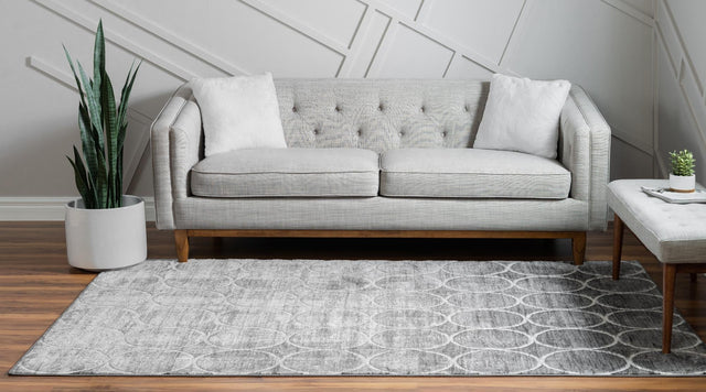 Gray 7' 10 x 11' Matrix Trellis Rectangle Area Rug 100% Polyester Geometric Pattern Modern Carpet for Living, Dining, Bedroom, Office for Sale at Rug Engine