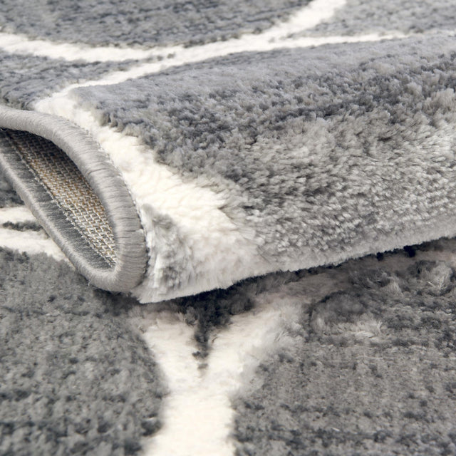 Gray 7' 10 x 11' Matrix Trellis Rectangle Area Rug 100% Polyester Geometric Pattern Modern Carpet for Living, Dining, Bedroom, Office for Sale at Rug Engine