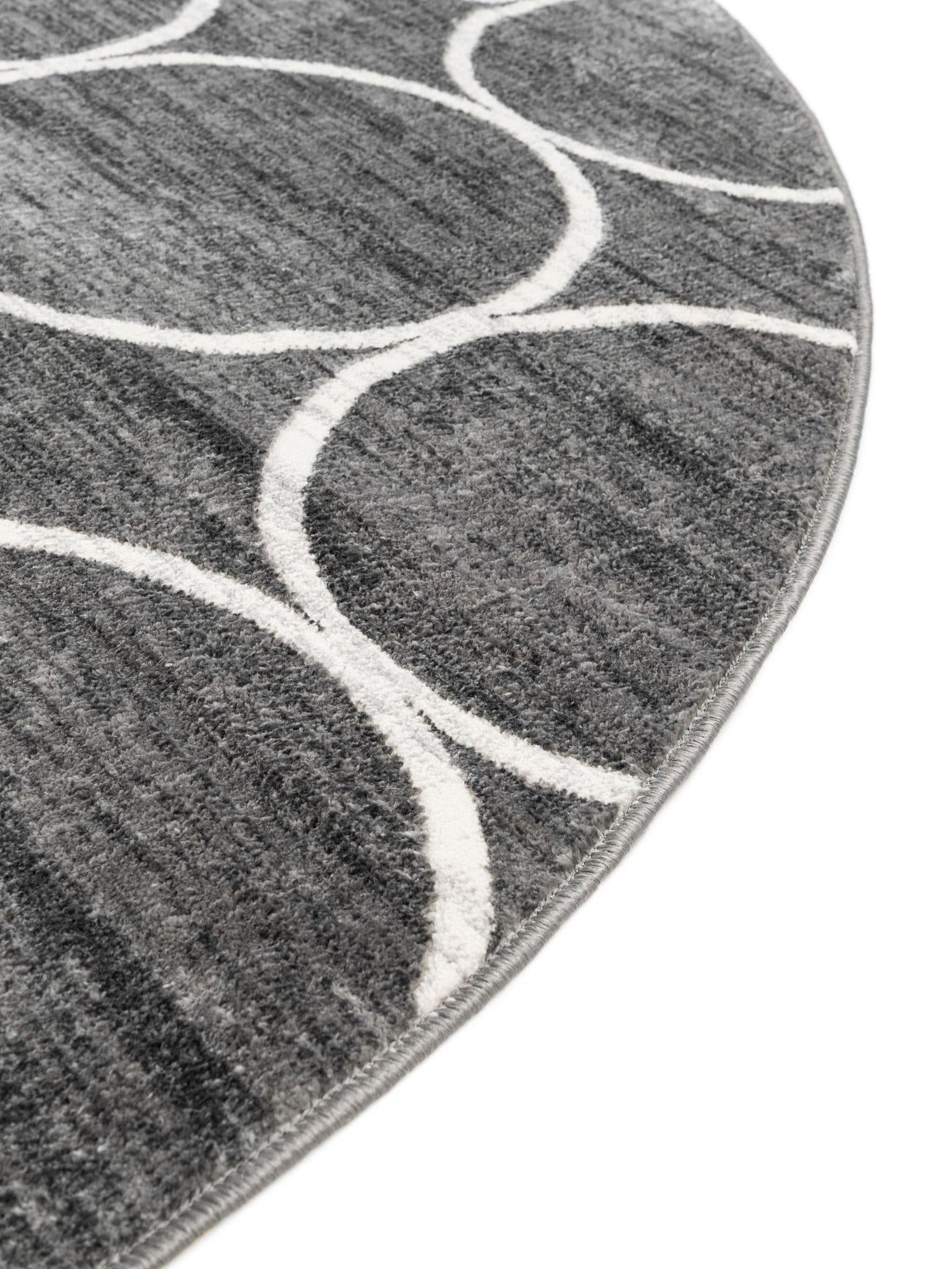 Gray 10' x 10' Matrix Trellis Round Area Rug 100% Polyester Geometric Pattern Modern Carpet for Living, Dining, Bedroom, Office for Sale at Rug Engine