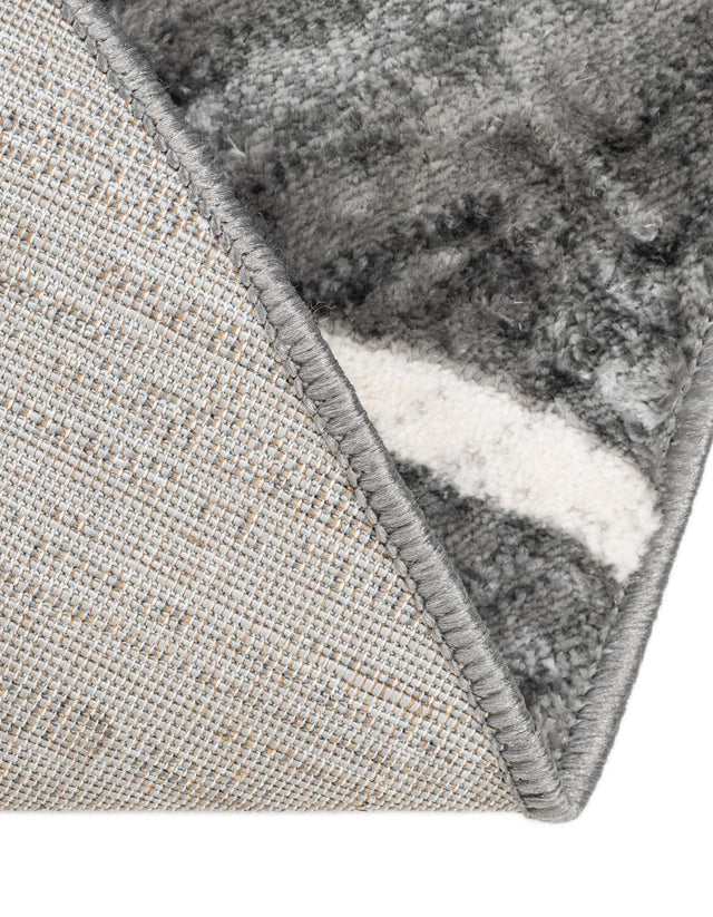 Gray 5' x 5' Matrix Trellis Round Area Rug 100% Polyester Geometric Pattern Modern Carpet for Living, Dining, Bedroom, Office for Sale at Rug Engine