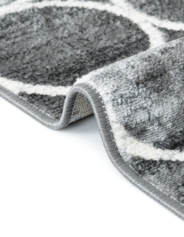 Gray 5' x 5' Matrix Trellis Round Area Rug 100% Polyester Geometric Pattern Modern Carpet for Living, Dining, Bedroom, Office for Sale at Rug Engine