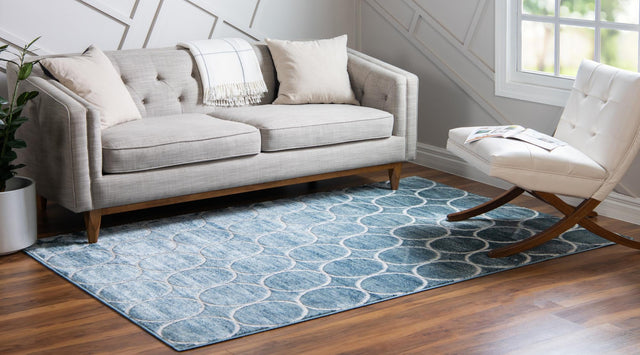 Blue 10' x 14' 1 Matrix Trellis Rectangle Area Rug 100% Polyester Geometric Pattern Modern Carpet for Living, Dining, Bedroom, Office for Sale at Rug Engine