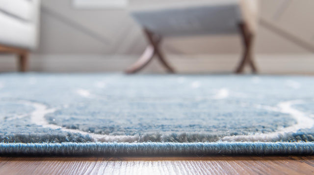 Blue 9' x 12' Matrix Trellis Rectangle Area Rug 100% Polyester Geometric Pattern Modern Carpet for Living, Dining, Bedroom, Office for Sale at Rug Engine