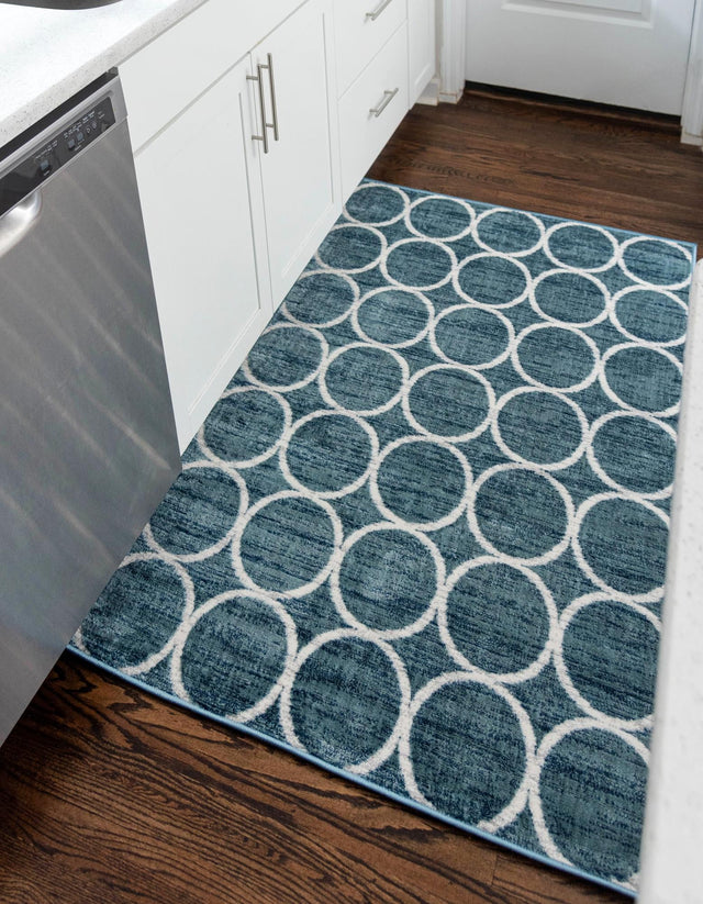 Blue 10' x 14' 1 Matrix Trellis Rectangle Area Rug 100% Polyester Geometric Pattern Modern Carpet for Living, Dining, Bedroom, Office for Sale at Rug Engine