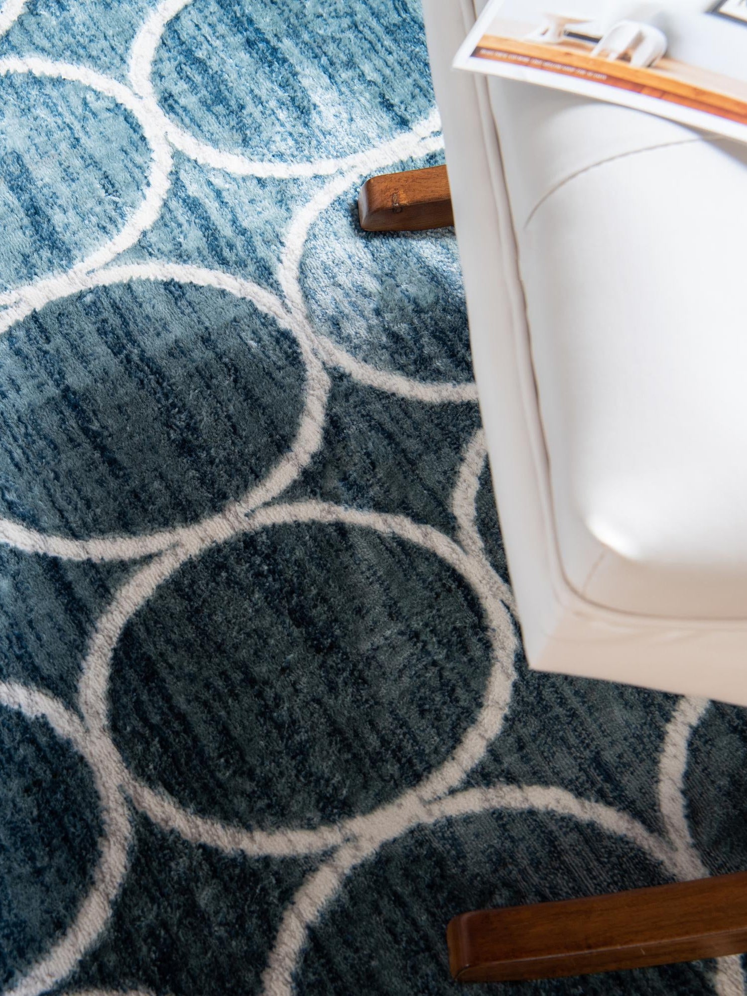 Blue 8' x 8' Matrix Trellis Round Area Rug 100% Polyester Geometric Pattern Modern Carpet for Living, Dining, Bedroom, Office for Sale at Rug Engine