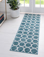 Blue 2' 7 x 16' 5 Matrix Trellis Runner Area Rug 100% Polyester Geometric Pattern Modern Carpet for Living, Dining, Bedroom, Office for Sale at Rug Engine