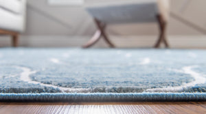 Blue 2' 11 x 19' 8 Matrix Trellis Runner Area Rug 100% Polyester Geometric Pattern Modern Carpet for Living, Dining, Bedroom, Office for Sale at Rug Engine