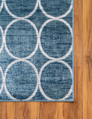 Blue 2' 11 x 19' 8 Matrix Trellis Runner Area Rug 100% Polyester Geometric Pattern Modern Carpet for Living, Dining, Bedroom, Office for Sale at Rug Engine