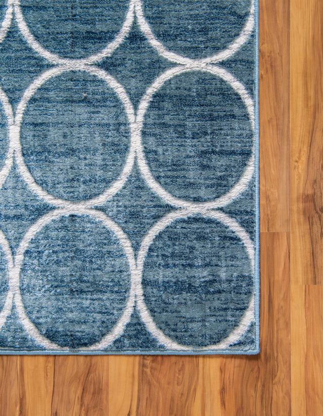Blue 2' 11 x 19' 8 Matrix Trellis Runner Area Rug 100% Polyester Geometric Pattern Modern Carpet for Living, Dining, Bedroom, Office for Sale at Rug Engine
