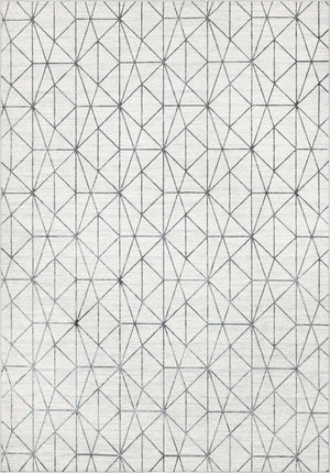 White 9' 10 x 14' 1 Matrix Trellis Rectangle Area Rug 100% Polyester Geometric Pattern Modern Carpet for Living, Dining, Bedroom, Office for Sale at Rug Engine