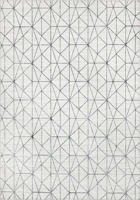 White 9' 10 x 14' 1 Matrix Trellis Rectangle Area Rug 100% Polyester Geometric Pattern Modern Carpet for Living, Dining, Bedroom, Office for Sale at Rug Engine