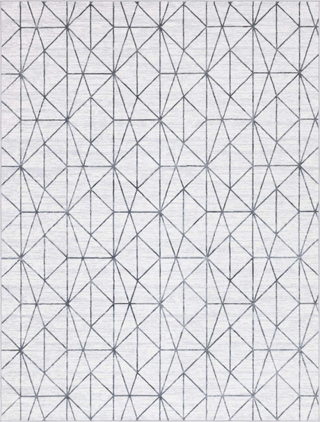 White 9' x 12' 2 Matrix Trellis Rectangle Area Rug 100% Polyester Geometric Pattern Modern Carpet for Living, Dining, Bedroom, Office for Sale at Rug Engine