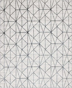 White 8' x 10' Matrix Trellis Rectangle Area Rug 100% Polyester Geometric Pattern Modern Carpet for Living, Dining, Bedroom, Office for Sale at Rug Engine