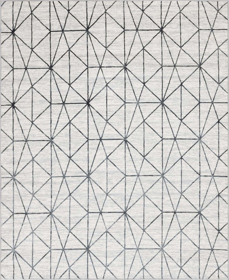 White 8' x 10' Matrix Trellis Rectangle Area Rug 100% Polyester Geometric Pattern Modern Carpet for Living, Dining, Bedroom, Office for Sale at Rug Engine