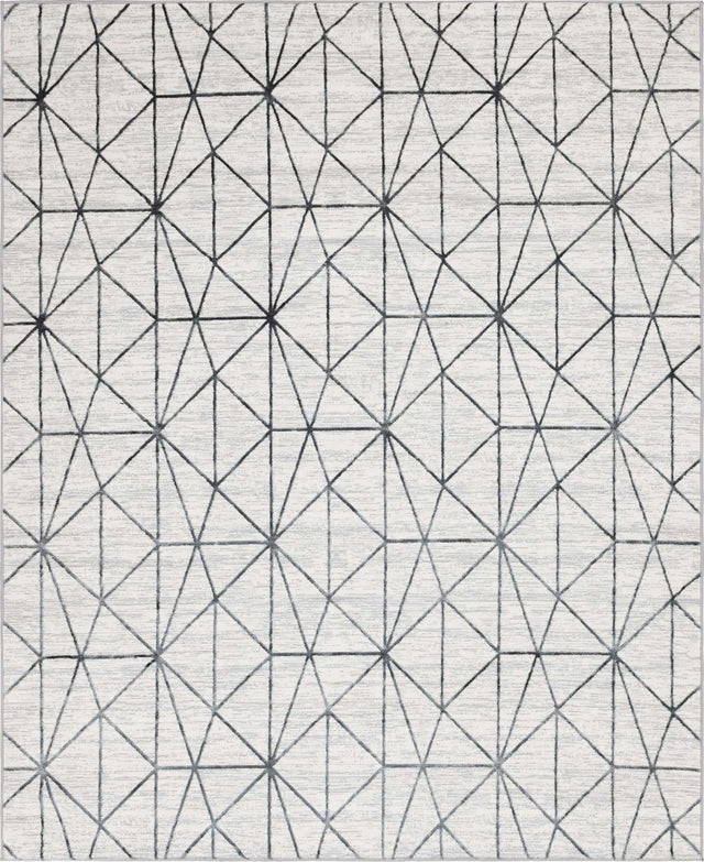 White 8' x 10' Matrix Trellis Rectangle Area Rug 100% Polyester Geometric Pattern Modern Carpet for Living, Dining, Bedroom, Office for Sale at Rug Engine