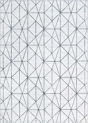 White 7' 1 x 10' Matrix Trellis Rectangle Area Rug 100% Polyester Geometric Pattern Modern Carpet for Living, Dining, Bedroom, Office for Sale at Rug Engine