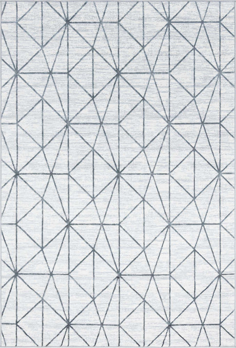 White 6' 1 x 9' Matrix Trellis Rectangle Area Rug 100% Polyester Geometric Pattern Modern Carpet for Living, Dining, Bedroom, Office for Sale at Rug Engine