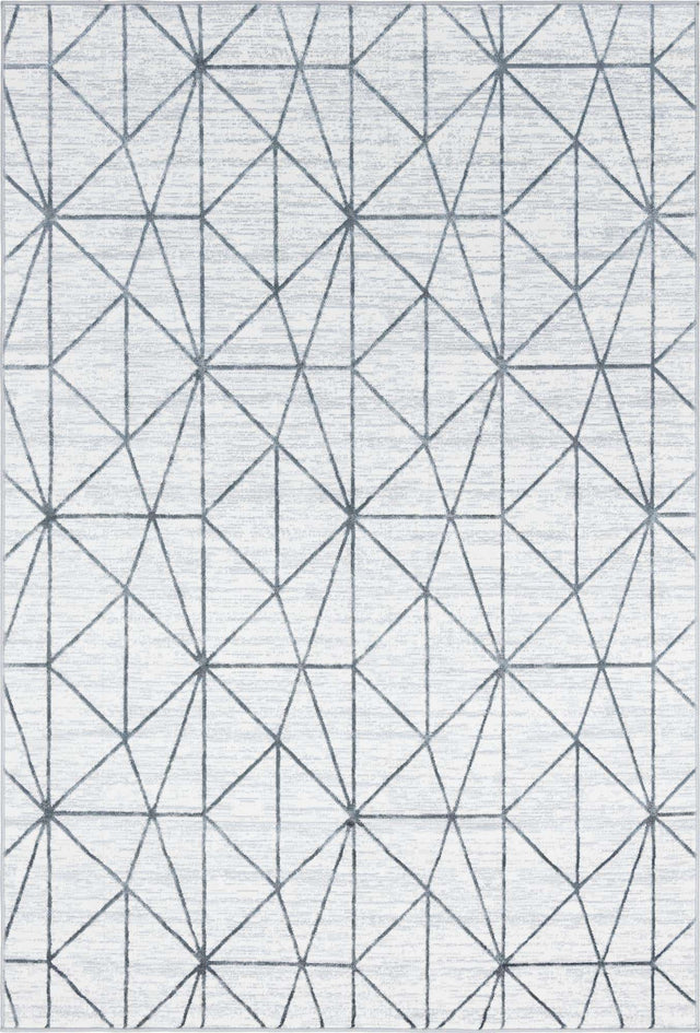 White 6' 1 x 9' Matrix Trellis Rectangle Area Rug 100% Polyester Geometric Pattern Modern Carpet for Living, Dining, Bedroom, Office for Sale at Rug Engine