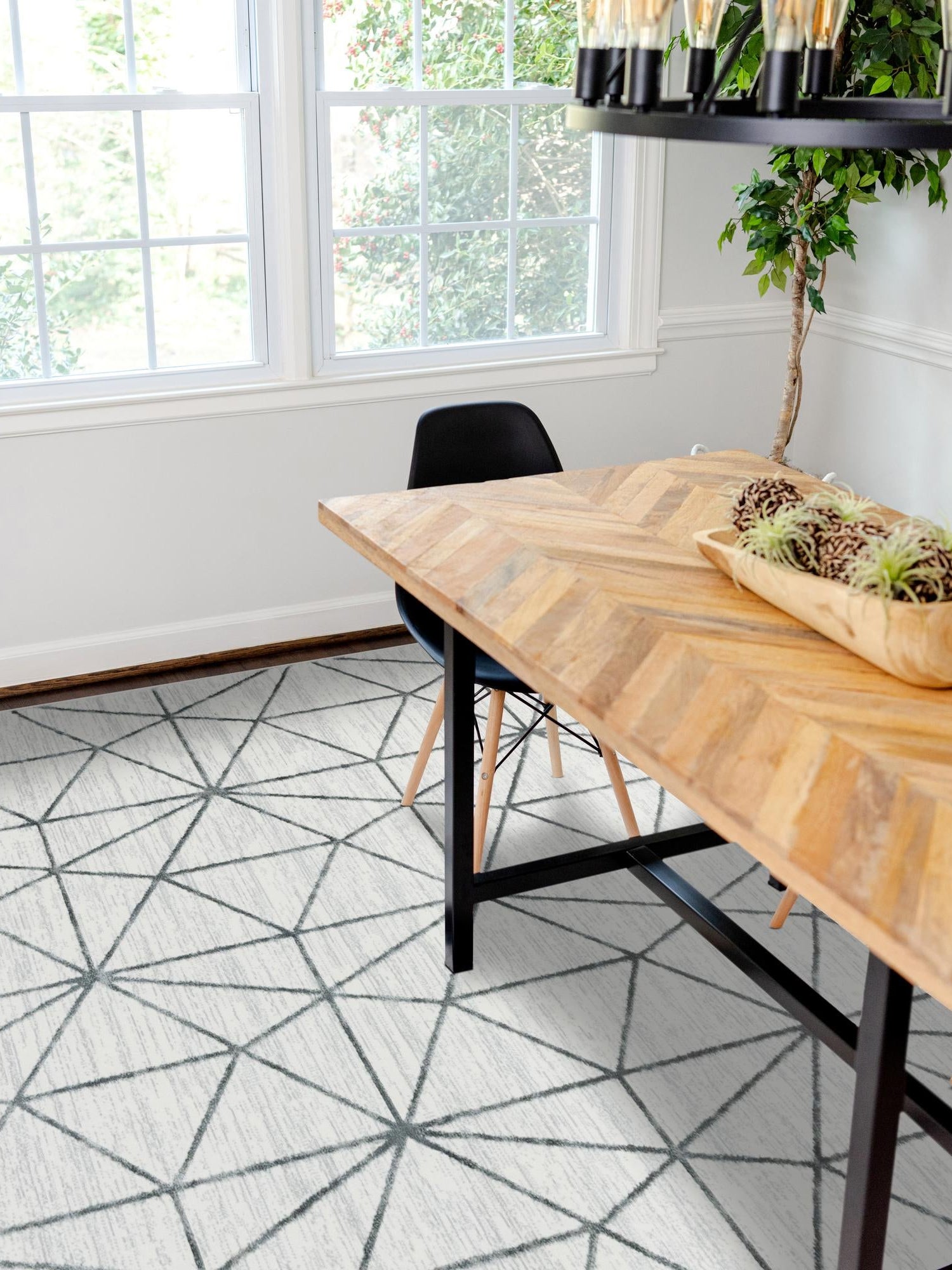 White 3' 3 x 5' 3 Matrix Trellis Rectangle Area Rug 100% Polyester Geometric Pattern Modern Carpet for Living, Dining, Bedroom, Office for Sale at Rug Engine