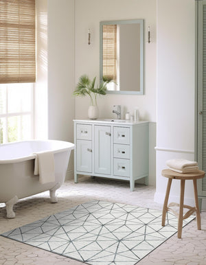 White 4' 1 x 6' 1 Matrix Trellis Rectangle Area Rug 100% Polyester Geometric Pattern Modern Carpet for Living, Dining, Bedroom, Office for Sale at Rug Engine