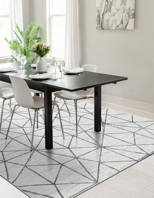 White 7' 1 x 10' Matrix Trellis Rectangle Area Rug 100% Polyester Geometric Pattern Modern Carpet for Living, Dining, Bedroom, Office for Sale at Rug Engine