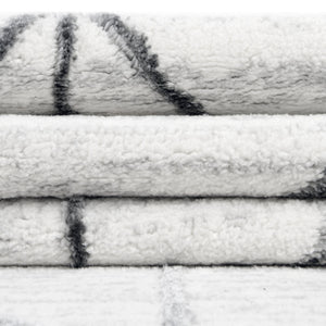White 9' x 12' 2 Matrix Trellis Rectangle Area Rug 100% Polyester Geometric Pattern Modern Carpet for Living, Dining, Bedroom, Office for Sale at Rug Engine
