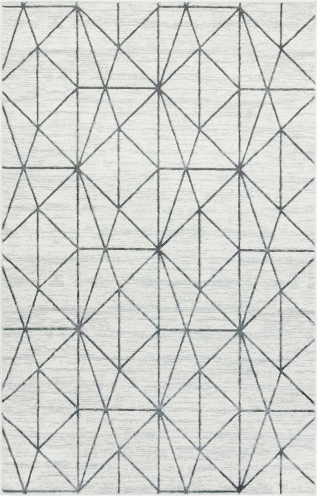 White 5' 1 x 8' Matrix Trellis Rectangle Area Rug 100% Polyester Geometric Pattern Modern Carpet for Living, Dining, Bedroom, Office for Sale at Rug Engine