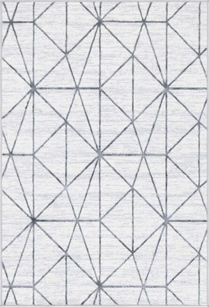 White 4' 1 x 6' 1 Matrix Trellis Rectangle Area Rug 100% Polyester Geometric Pattern Modern Carpet for Living, Dining, Bedroom, Office for Sale at Rug Engine