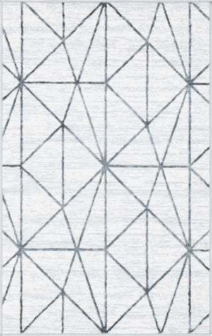 White 3' 3 x 5' 3 Matrix Trellis Rectangle Area Rug 100% Polyester Geometric Pattern Modern Carpet for Living, Dining, Bedroom, Office for Sale at Rug Engine