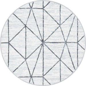 White 3' 3 x 3' 3 Matrix Trellis Round Area Rug 100% Polyester Geometric Pattern Modern Carpet for Living, Dining, Bedroom, Office for Sale at Rug Engine