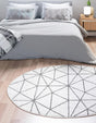 White 7' x 7' Matrix Trellis Round Area Rug 100% Polyester Geometric Pattern Modern Carpet for Living, Dining, Bedroom, Office for Sale at Rug Engine