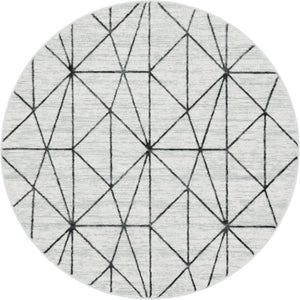 White 5' x 5' Matrix Trellis Round Area Rug 100% Polyester Geometric Pattern Modern Carpet for Living, Dining, Bedroom, Office for Sale at Rug Engine