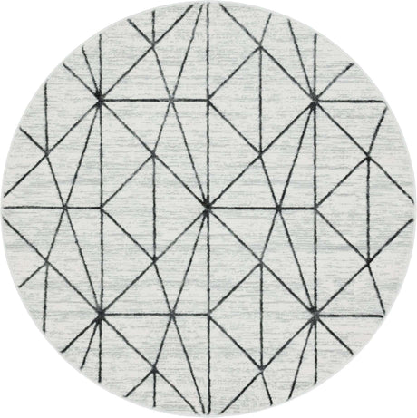 White 5' x 5' Matrix Trellis Round Area Rug 100% Polyester Geometric Pattern Modern Carpet for Living, Dining, Bedroom, Office for Sale at Rug Engine