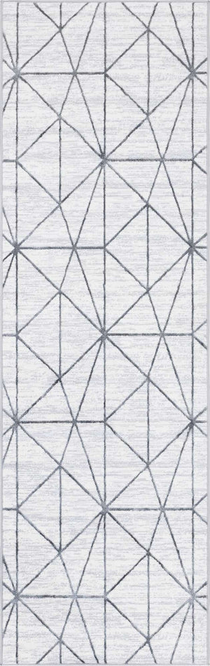 White 3' x 10' Matrix Trellis Runner Area Rug 100% Polyester Geometric Pattern Modern Carpet for Living, Dining, Bedroom, Office for Sale at Rug Engine