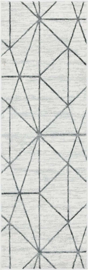 White 2' x 6' 1 Matrix Trellis Runner Area Rug 100% Polyester Geometric Pattern Modern Carpet for Living, Dining, Bedroom, Office for Sale at Rug Engine