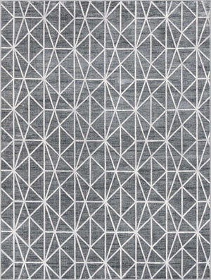 Gray 9' x 12' 2 Matrix Trellis Rectangle Area Rug 100% Polyester Geometric Pattern Modern Carpet for Living, Dining, Bedroom, Office for Sale at Rug Engine
