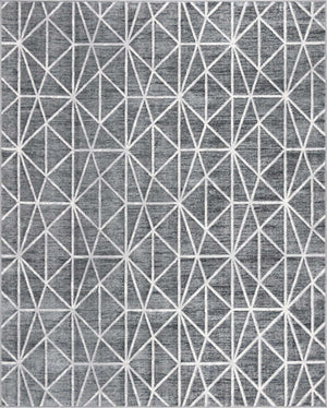 Gray 8' x 10' Matrix Trellis Rectangle Area Rug 100% Polyester Geometric Pattern Modern Carpet for Living, Dining, Bedroom, Office for Sale at Rug Engine