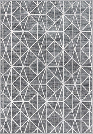 Gray 7' x 10' Matrix Trellis Rectangle Area Rug 100% Polyester Geometric Pattern Modern Carpet for Living, Dining, Bedroom, Office for Sale at Rug Engine