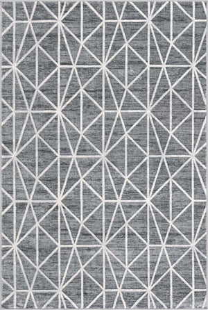 Gray 6' 1 x 9' Matrix Trellis Rectangle Area Rug 100% Polyester Geometric Pattern Modern Carpet for Living, Dining, Bedroom, Office for Sale at Rug Engine