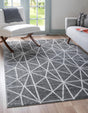 Gray 7' x 10' Matrix Trellis Rectangle Area Rug 100% Polyester Geometric Pattern Modern Carpet for Living, Dining, Bedroom, Office for Sale at Rug Engine