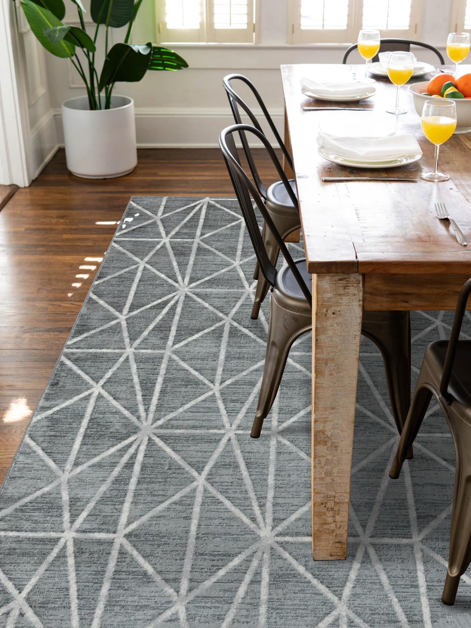 Gray 7' x 10' Matrix Trellis Rectangle Area Rug 100% Polyester Geometric Pattern Modern Carpet for Living, Dining, Bedroom, Office for Sale at Rug Engine