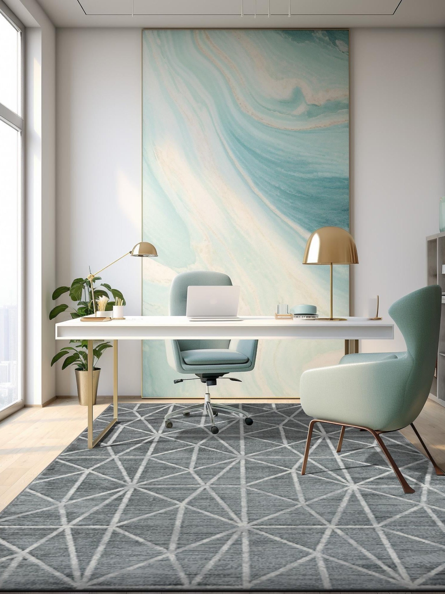 Gray 7' x 10' Matrix Trellis Rectangle Area Rug 100% Polyester Geometric Pattern Modern Carpet for Living, Dining, Bedroom, Office for Sale at Rug Engine