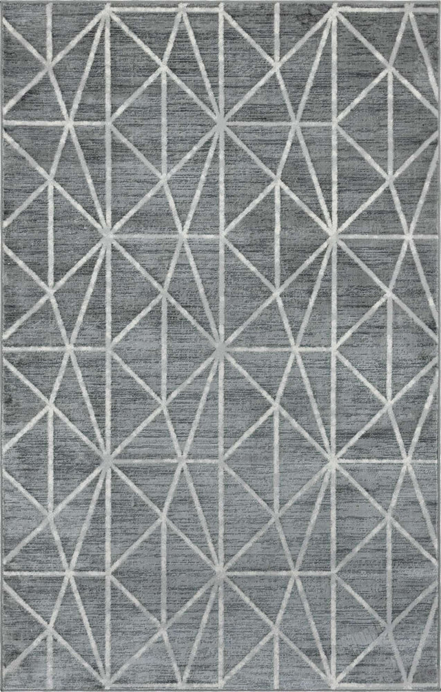 Gray 5' 1 x 8' Matrix Trellis Rectangle Area Rug 100% Polyester Geometric Pattern Modern Carpet for Living, Dining, Bedroom, Office for Sale at Rug Engine