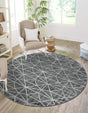Gray 8' x 8' Matrix Trellis Round Area Rug 100% Polyester Geometric Pattern Modern Carpet for Living, Dining, Bedroom, Office for Sale at Rug Engine
