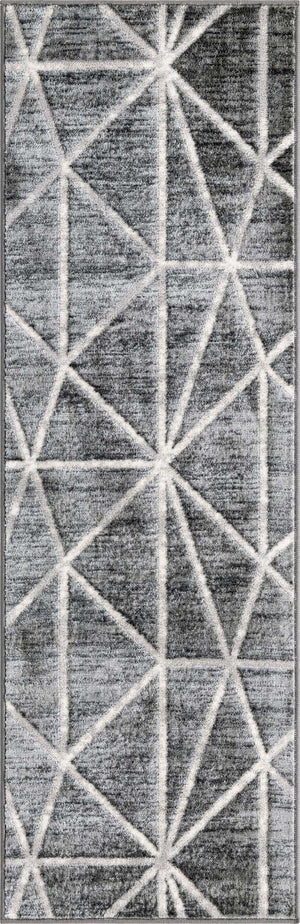 Gray 2' x 6' 1 Matrix Trellis Runner Area Rug 100% Polyester Geometric Pattern Modern Carpet for Living, Dining, Bedroom, Office for Sale at Rug Engine